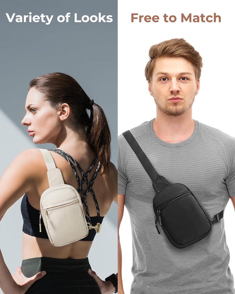 CHOLISS Small Sling Bag for Women and Men, Crossbody Bags Trendy Fanny Packs Chest Bag with Extended Strap, Cream - Image 2