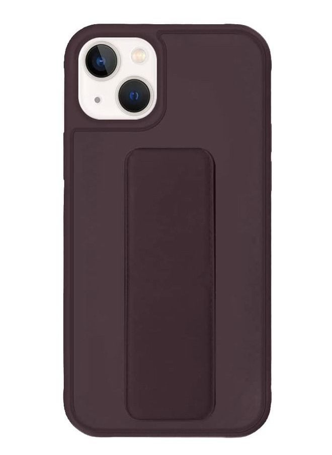 Zolo - Finger Grip Holder and Standing Cover with Car Magnetic Multi function Shockproof Protective Case Cover For iPhone 14 Plus Brown - Image 1