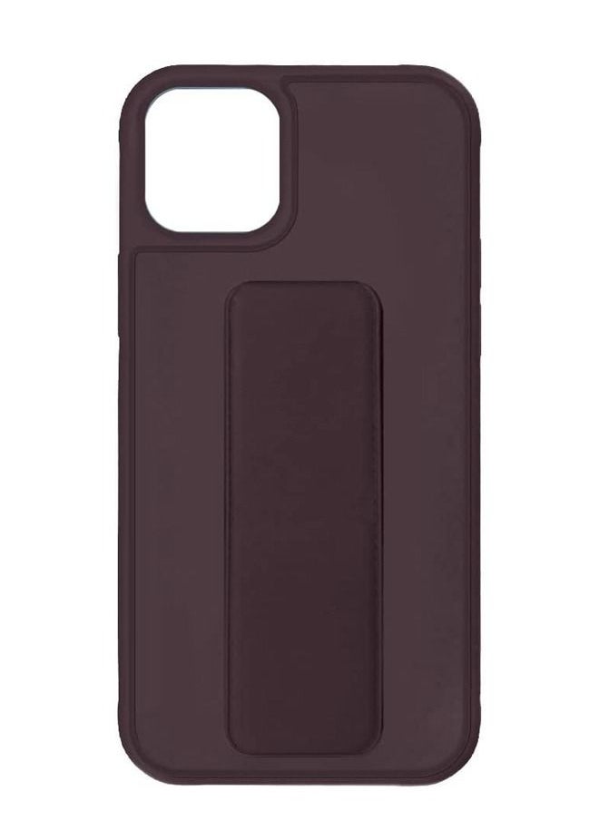 Zolo - Finger Grip Holder and Standing Cover with Car Magnetic Multi function Shockproof Protective Case Cover For iPhone 14 Plus Brown - Image 1