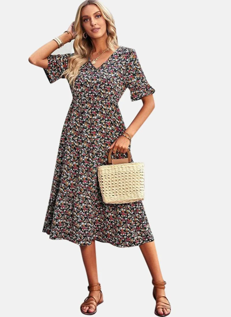 YUNIQEE Floral Print Midi Dress