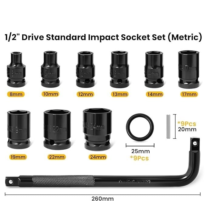 Harboan مجموعة مفاتيح صمولة هاربوآن 10 قطع 12 10MM24MM للاستخدام الثقيل لأدوات ورشة الإصلاح وأدوات إصلاح السيارات - Image 3
