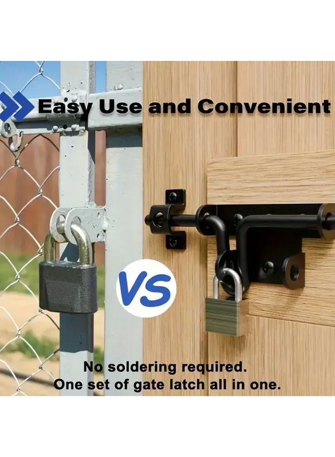 1pc Black Stainless Steel Security Gate Lock for Wooden Fences Barn Sheds No Battery - Image 3