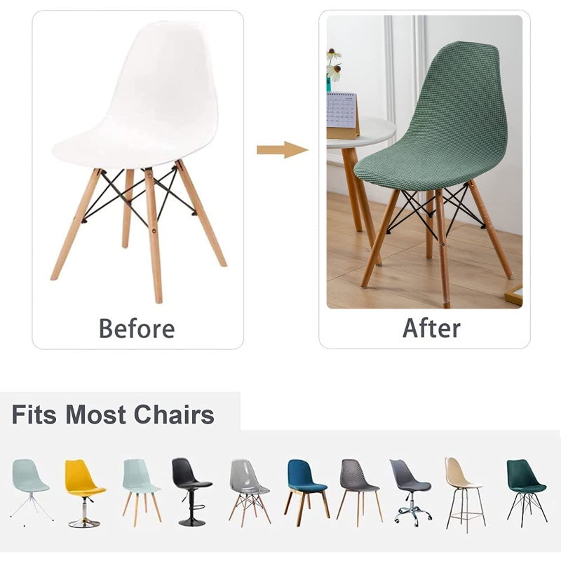 HAOYONG HAOYONG Mid Century Modern Dining Chair Covers Printed Shell Chair Cover Lounge Armless Chair Cover Stretchable Slipcovers for Kitchen  Office  Dining Room and Living Room(Set of 4)  - Image 4