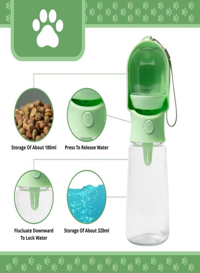 HappiTails Leak Proof Portable Dog Water Bottle with Bowl – Travel Pet Water Dispenser for Walking & Hiking – Food Grade Plastic – Choose from 3 Colors (Green, 320 ml) - Image 3