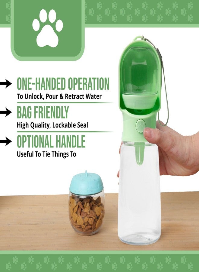 HappiTails Leak Proof Portable Dog Water Bottle with Bowl – Travel Pet Water Dispenser for Walking & Hiking – Food Grade Plastic – Choose from 3 Colors (Green, 320 ml) - Image 2