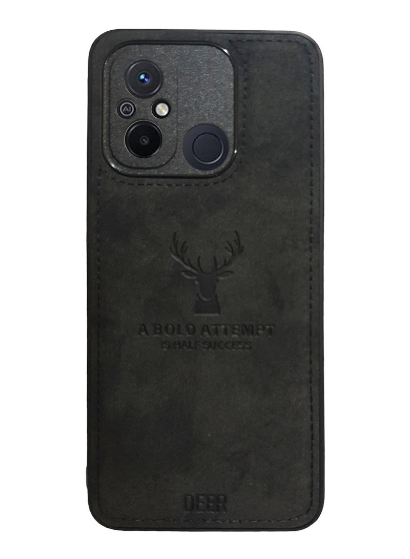 Redmi 12C Luxury Digital Fabric Soft Touch Soft Material Case, Dirt-Proof, Shockproof, Anti-Fingerprint, Full Body Protection for Redmi 12C (Black)