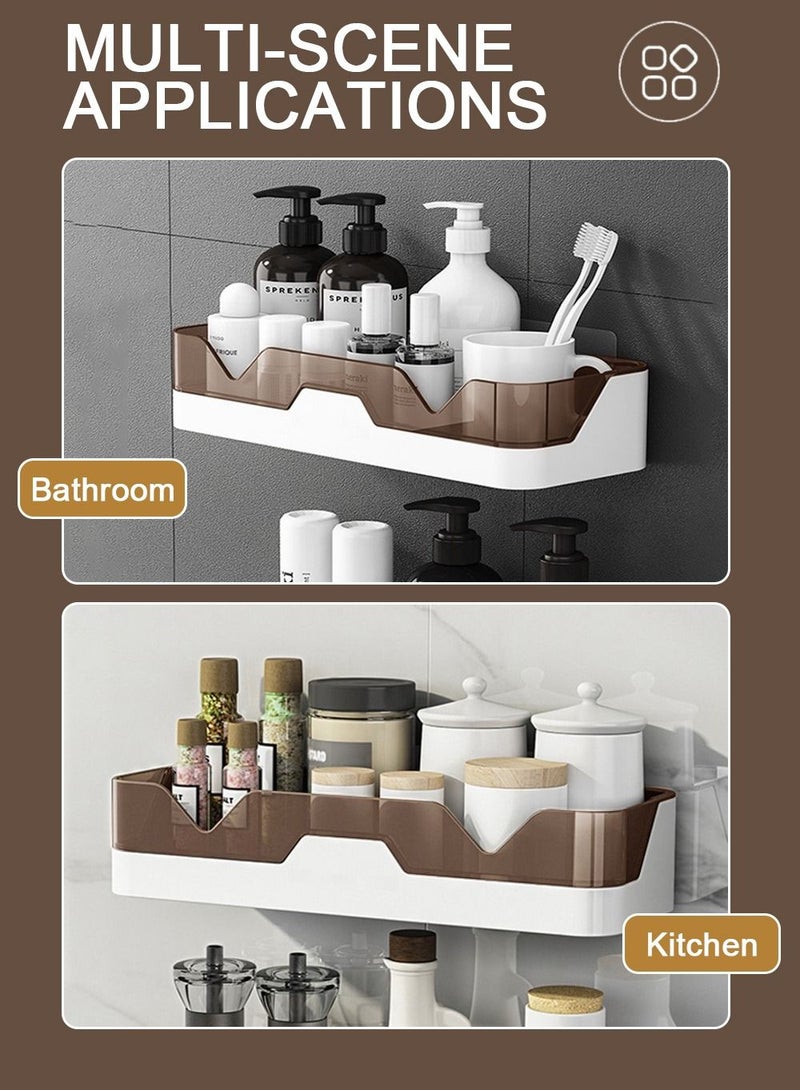 HomarKet 2 Pack Shower Caddy Bathroom Organizers Adhesive Shelf Storage with Towel Bar Wall Mounted Kitchen Spice Storage Rack  - Image 2
