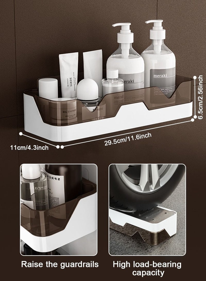 HomarKet 2 Pack Shower Caddy Bathroom Organizers Adhesive Shelf Storage with Towel Bar Wall Mounted Kitchen Spice Storage Rack  - Image 4