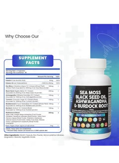 Clean Nutraceuticals Sea Moss，lrish Sea Moss 3000mg，Black Seed Oil 2000 Mg，Ashwagandha 1000Mg，Bladderwrack 1000Mg，Burdock Root 1000mg Vitamin C D3 Elderberry Acv Black Pepper 60 Count - pzsku/Z6BB76A8F16138D85A6FBZ/45/_/1722164077/f3cba67d-b579-4fac-88d6-88de77c68a9b