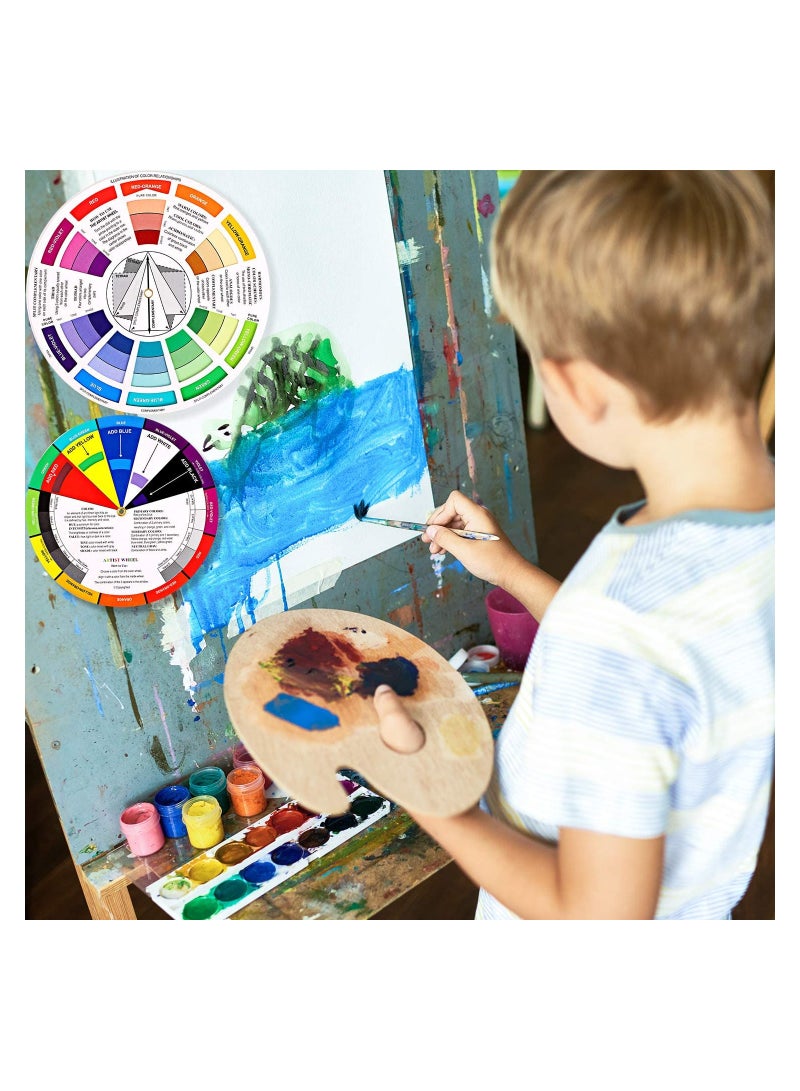 SYOSI 2Pcs Color Wheel Paint Mixing Learning Guide Art Class Teaching Tool Color Wheels for Makeup Blending Board Chart Color Mixed Guide Mix Colours - Image 2