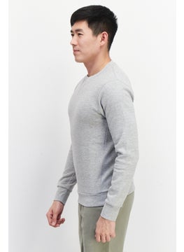 Celio Men Crew Neck Plain Long Sleeves Sweatshirt, Grey  - Image 2