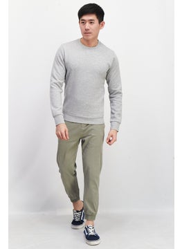 Celio Men Crew Neck Plain Long Sleeves Sweatshirt, Grey  - Image 3