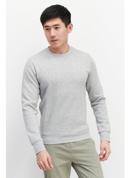 Celio Men Crew Neck Plain Long Sleeves Sweatshirt, Grey  - Image 1