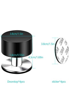 Generic 4 Pack Door Stops 4Pcs Extra Stickers Black Self Adhesive Stoppers Stainless Steel Stop with Sound Dampening Rubber Top for Home, Office Use Protect Furnitur Walls from Slamming  - Image 4