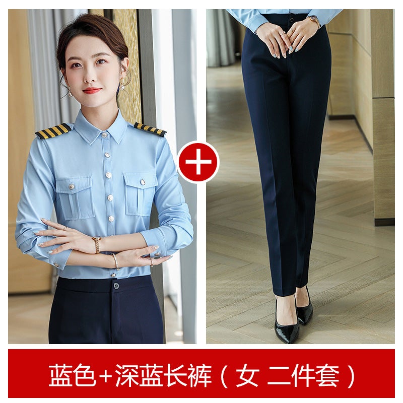 Captain'S Uniform Men'S And Women'S Shirts Empty Pilots Long-Sleeved El Security Overalls Aviation Pilots Flight Attendant Shirts - Image 1