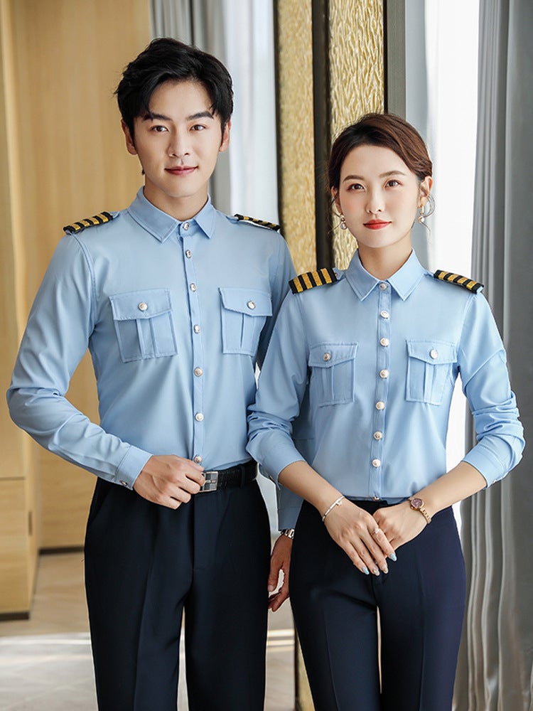 Captain'S Uniform Men'S And Women'S Shirts Empty Pilots Long-Sleeved El Security Overalls Aviation Pilots Flight Attendant Shirts - Image 3