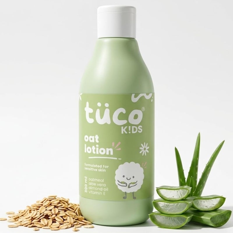 Tuco® Oat Body Lotion for Kids | 48Hrs Moisturization | 3-15 Yrs | Enriched with Vitamin E, Aloe Vera, Almond | Lightweight, Non-Greasy | All Skin Type | Dermat Tested | SLS & Paraben free | 300ml - Image 5