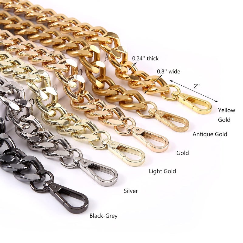 Yichain 25 Inch Trendy Chunky Metal Chain Purse Handle Shoulder Strap Replacement for Handbag Yellow Gold  - Image 5