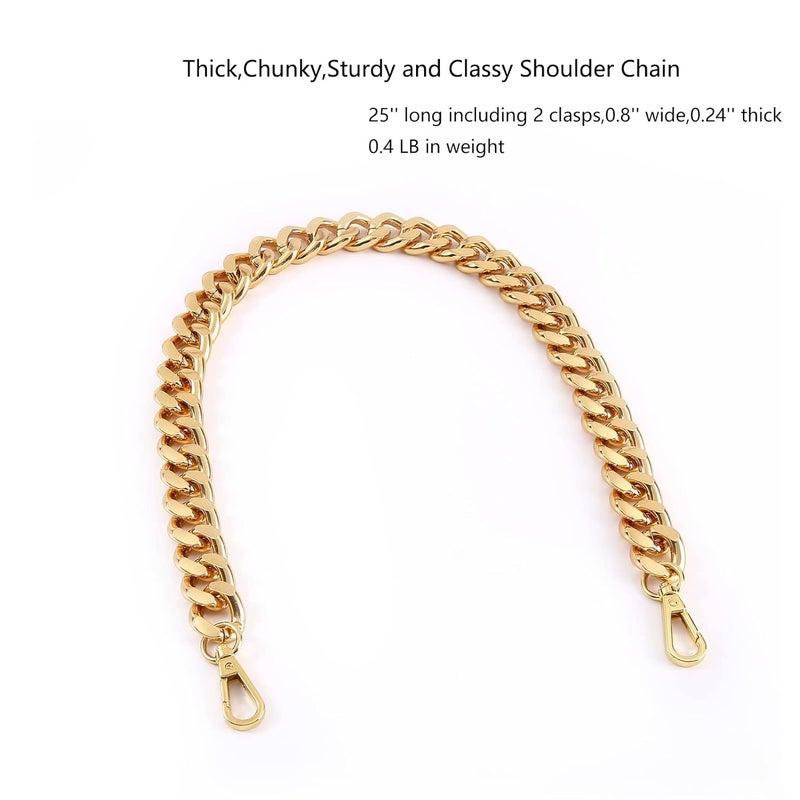 Yichain 25 Inch Trendy Chunky Metal Chain Purse Handle Shoulder Strap Replacement for Handbag Yellow Gold  - Image 2