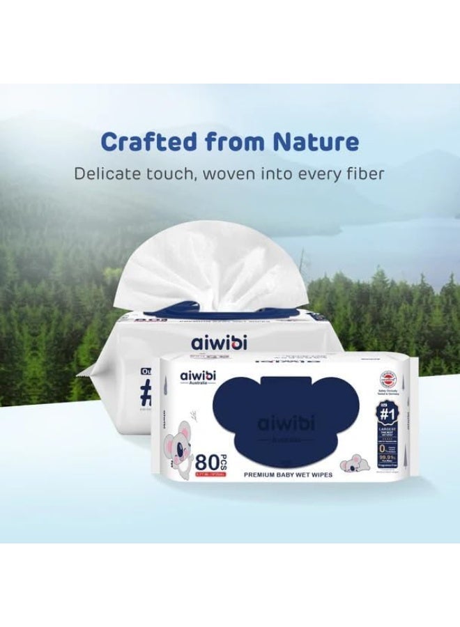 aiwibi Premium Baby Wet Wipes 80 Pcs, 99.91% Pure Water, Fragrance Free For Newborn & Sensitive Skin - Image 4