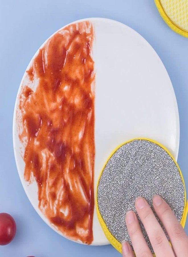 PREZONE 2 in 1 Stainless Steel with Sponges Scrubber - Set of 5 | Double Side Dishwashing Scrub for Pots & Pans | Kitchens | Bathroom | Tableware Dish | Tough Cleaning - Image 3