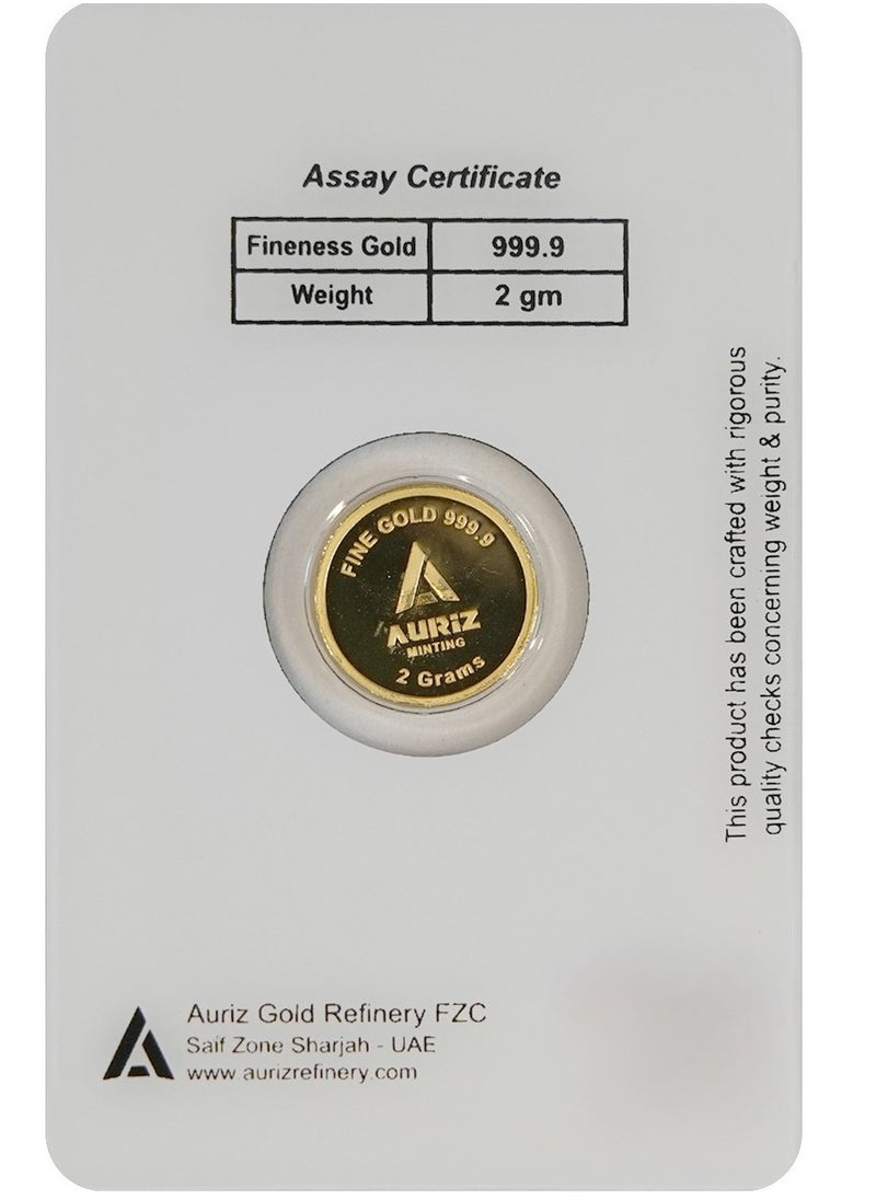 AURIZ MINTING - Rizan Jewellery Auriz Minting 2Gm 24K Gold Coin Maple Leaf Design - Image 1