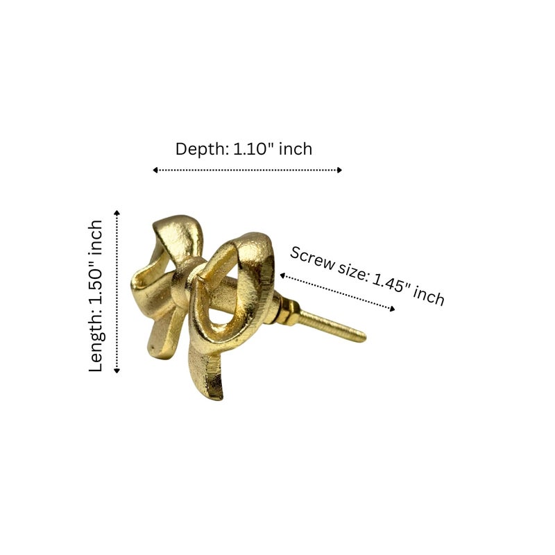 Perilla Home Set of 6 Metal Rose Tie Door Knobs - Decorative Door Knobs Rose Tie Handle with Screw | Cupboard Drawer Dresser Bedroom Kitchen Cabinet Wardrobe Pulls (2.5" x 1.5" x 1.1") Gold - Image 4