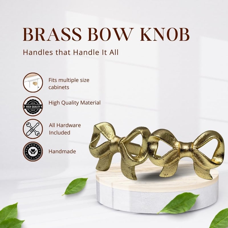 Perilla Home Set of 6 Metal Rose Tie Door Knobs - Decorative Door Knobs Rose Tie Handle with Screw | Cupboard Drawer Dresser Bedroom Kitchen Cabinet Wardrobe Pulls (2.5" x 1.5" x 1.1") Gold - Image 2