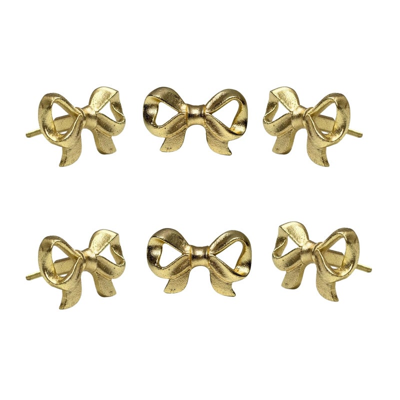 Perilla Home Set of 6 Metal Rose Tie Door Knobs - Decorative Door Knobs Rose Tie Handle with Screw | Cupboard Drawer Dresser Bedroom Kitchen Cabinet Wardrobe Pulls (2.5" x 1.5" x 1.1") Gold - Image 1