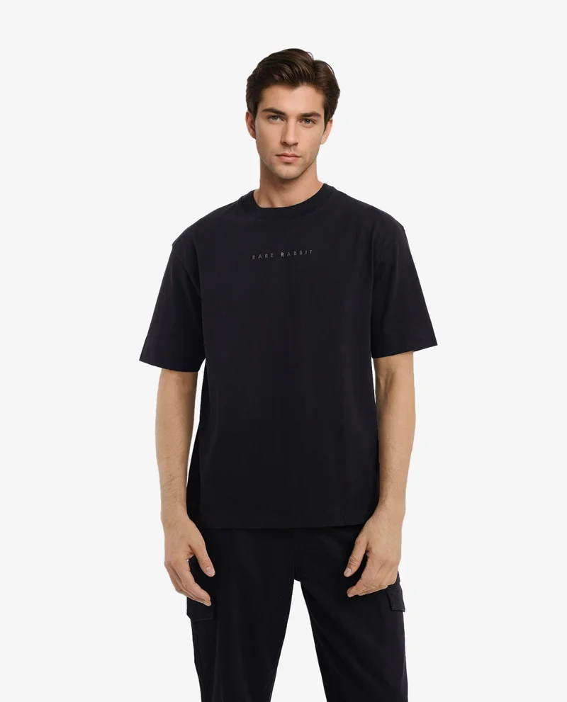 Rare Rabbit Men's Graphic Back Print Oversized T-Shirt