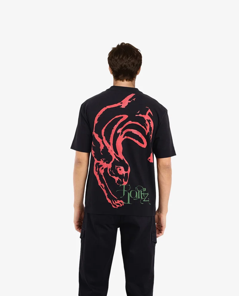 Rare Rabbit Men's Graphic Back Print Oversized T-Shirt