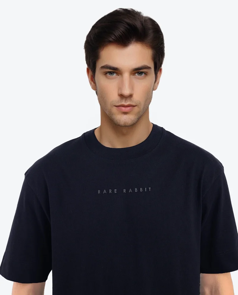 Rare Rabbit Men's Graphic Back Print Oversized T-Shirt