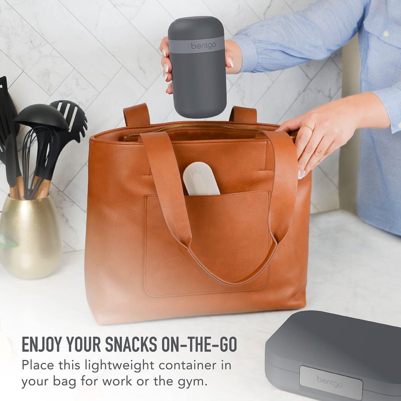 Bentgo Snack Cup - Reusable Snack Container with Leak-Proof Design, Toppings Compartment, and Dual-Sealing Lid, Portable & Lightweight for Work, Travel, Gym - Dishwasher Safe (Dark Gray) - Image 2