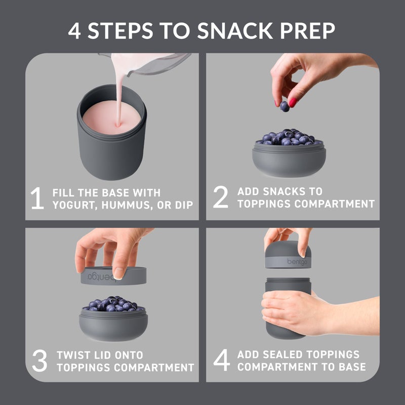 Bentgo Snack Cup - Reusable Snack Container with Leak-Proof Design, Toppings Compartment, and Dual-Sealing Lid, Portable & Lightweight for Work, Travel, Gym - Dishwasher Safe (Dark Gray) - Image 3