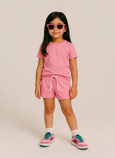 شورت جيرسي بناتي بخصر مطاطي ورباط خصر