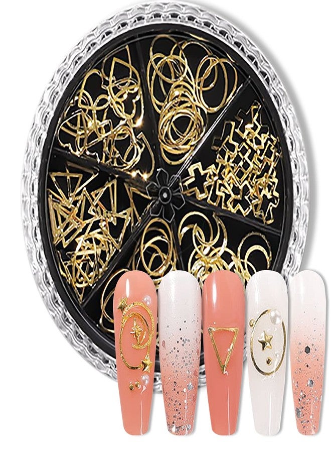 SILPECWEE سليبيكوي 4 صناديق من زينة الأظافر الذهبية، جواهر الأظافر، زينة أظافر ثلاثية الأبعاد، دبابيس أظافر مجوفة، حبات زينة للأظافر، سلاسل معدنية، زينة أظافر مع ملقط - Image 4