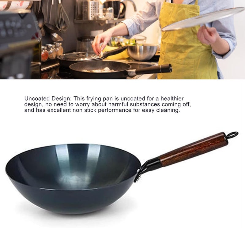 مقلاة زيروديس (Zerodis Wok Pan)، مقلاة دائرية الشكل بقاعدة مستديرة ومقبض واحد، مزودة بطبقة عازلة غير لاصقة تقليدية، مناسبة للاستخدام في المطابخ المنزلية والمطاعم (34 سم) - Image 4