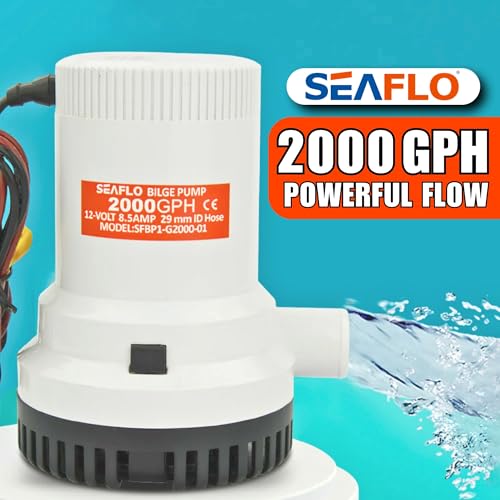 Seaflo 2000 GPH 12V Boat Marine Plumbing Electric Bilge Pumps (Multicolour) - Image 2