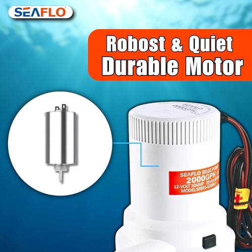 Seaflo 2000 GPH 12V Boat Marine Plumbing Electric Bilge Pumps (Multicolour) - Image 4