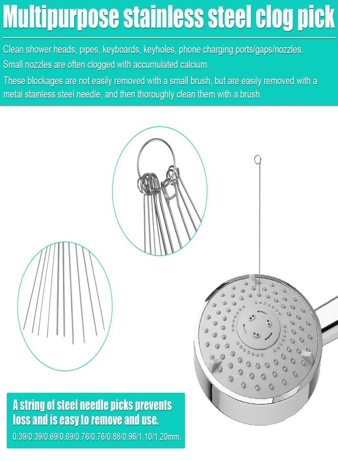 NQEUEPN 10pcs Shower Head Cleaning Brush, with 10pcs Cleaning Picks Small Hole Cleaner Tool Anti-Clogging Mini Crevice Shower Head Bristle for Nozzle Gap Household Bathroom - Image 4