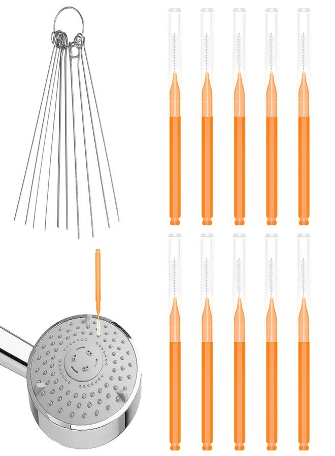NQEUEPN 10pcs Shower Head Cleaning Brush, with 10pcs Cleaning Picks Small Hole Cleaner Tool Anti-Clogging Mini Crevice Shower Head Bristle for Nozzle Gap Household Bathroom - Image 1