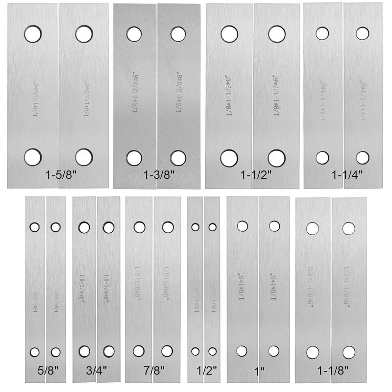 ZOENHOU 10 Pairs 1/8 x 6 Inch Machinist Parallel Bars Tools Set, 10 Pair Steel Parallels Straightedge Bar Block with 2 Holes, Hardened Precision Machinist Tools 1/2 Inch to 1-5/8 Inch - Image 2