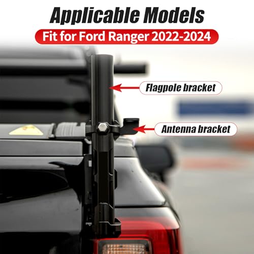 GafeSkui Tailgate Mounted Single Flag Compatible with Ford Ranger 2022 2023 2024 2025 Flag Pole Holder Mount Bracket Tailgate Flag Pole Holder - Image 2