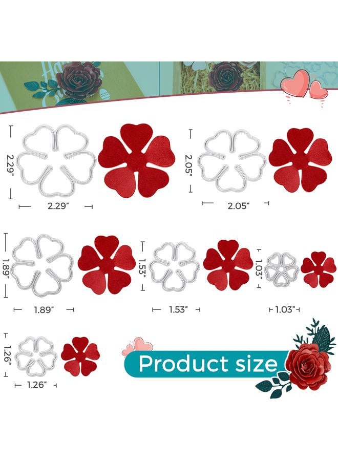 Chengu 6 Pieces 3D Rose Flower Metal Die Cuts 3 Pieces Leaf Cutting Dies Wedding Craft Dies Cut Stencils Embossing Template Stencil Album Decorative Paper Dies for DIY Scrapbooking Card Making - Image 2