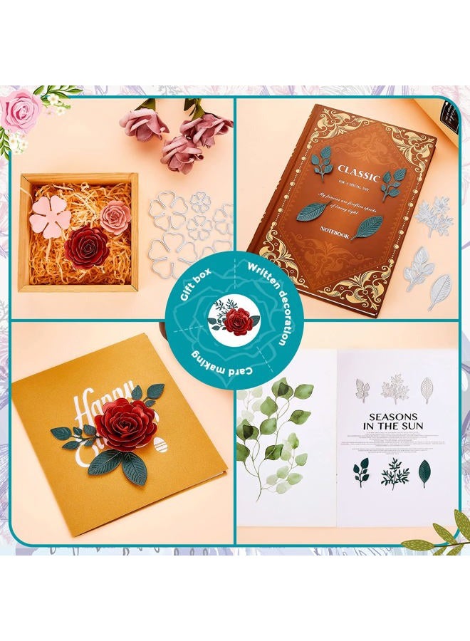Chengu 6 Pieces 3D Rose Flower Metal Die Cuts 3 Pieces Leaf Cutting Dies Wedding Craft Dies Cut Stencils Embossing Template Stencil Album Decorative Paper Dies for DIY Scrapbooking Card Making - Image 5