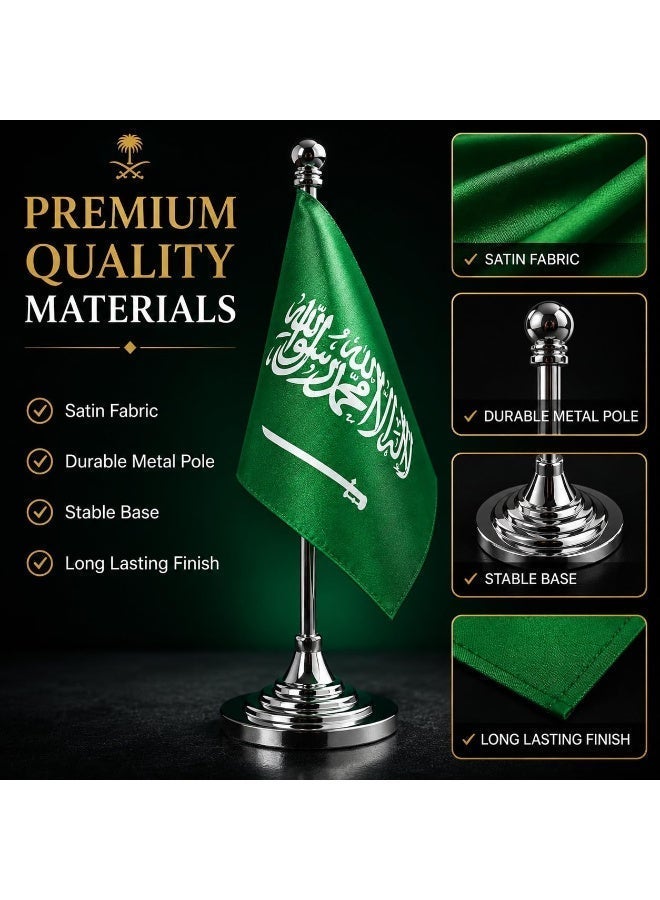 EMODA Saudi Arabia Desk Flag with Metal Stand, 8.2 x 5.5 Inch Office Display - Image 5