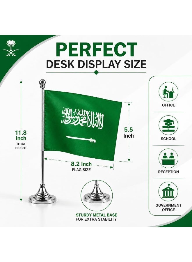 EMODA Saudi Arabia Desk Flag with Metal Stand, 8.2 x 5.5 Inch Office Display - Image 2