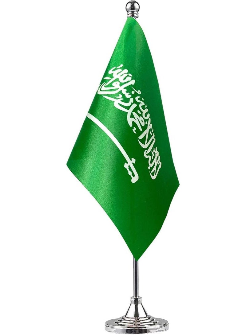 EMODA Saudi Arabia Desk Flag with Metal Stand, 8.2 x 5.5 Inch Office Display - Image 1