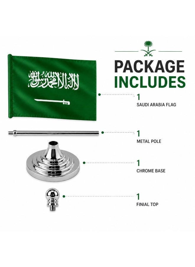 EMODA Saudi Arabia Desk Flag with Metal Stand, 8.2 x 5.5 Inch Office Display - Image 4