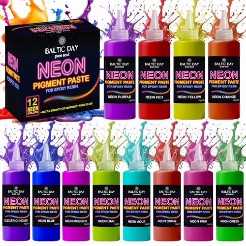 BALTIC DAY Neon Pigment Paste for Epoxy Resin – 12 Ultra-Bright Colors (15g) | Mica Powder Paste Dye – High-Gloss, Easy Mix for UV Resin, Epoxy Art & Deep Pour Projects - Image 3